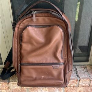 Tumi Chestnut Brown Leather Backpack for Men